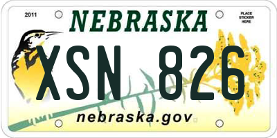 NE license plate XSN826