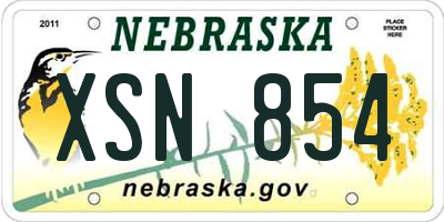 NE license plate XSN854