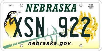 NE license plate XSN922