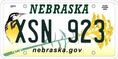 NE license plate XSN923