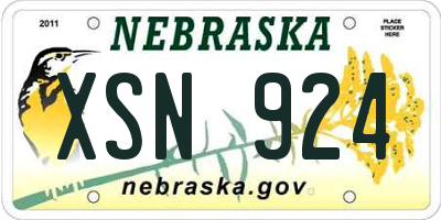NE license plate XSN924