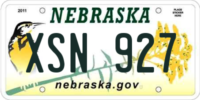 NE license plate XSN927