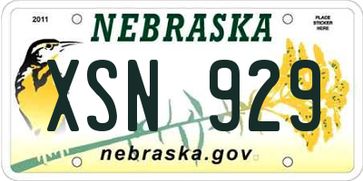 NE license plate XSN929