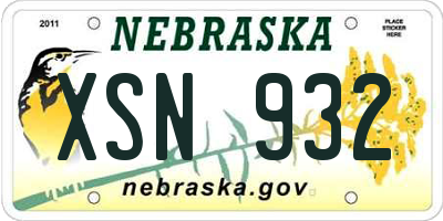 NE license plate XSN932