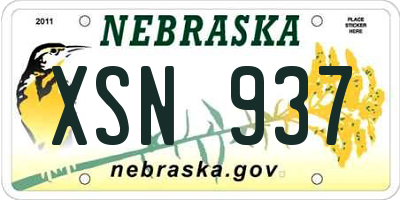 NE license plate XSN937