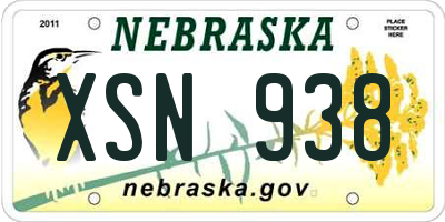 NE license plate XSN938