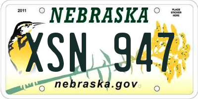 NE license plate XSN947