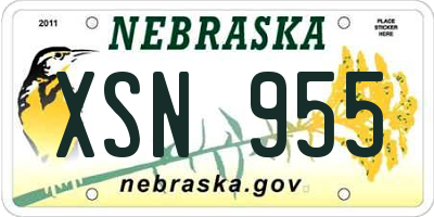 NE license plate XSN955