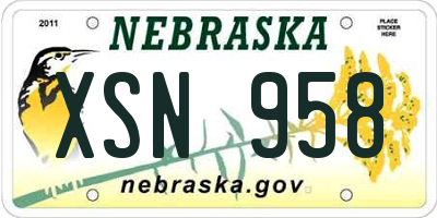 NE license plate XSN958