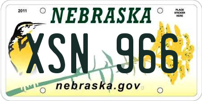 NE license plate XSN966