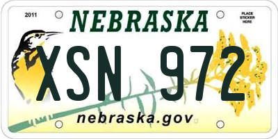 NE license plate XSN972
