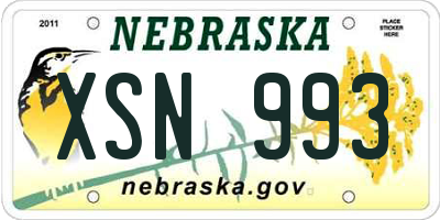 NE license plate XSN993