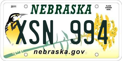 NE license plate XSN994