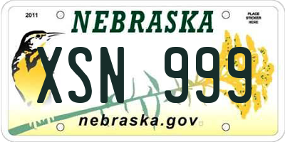 NE license plate XSN999