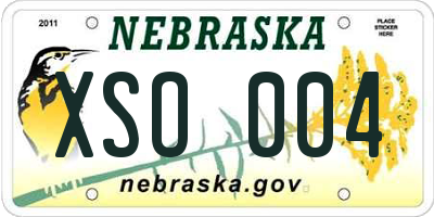 NE license plate XSO004