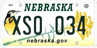 NE license plate XSO034