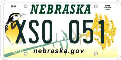 NE license plate XSO051