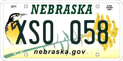 NE license plate XSO058