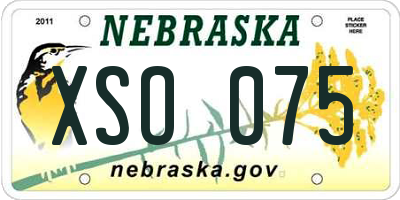 NE license plate XSO075