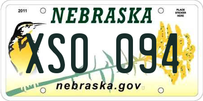 NE license plate XSO094