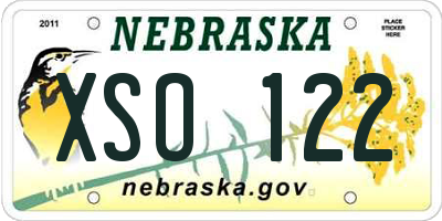 NE license plate XSO122