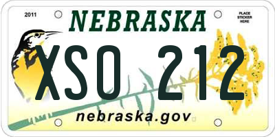 NE license plate XSO212