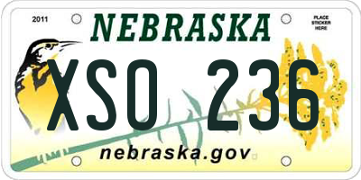 NE license plate XSO236