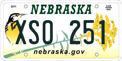 NE license plate XSO251