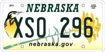 NE license plate XSO296