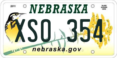 NE license plate XSO354