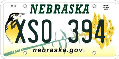 NE license plate XSO394