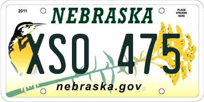 NE license plate XSO475
