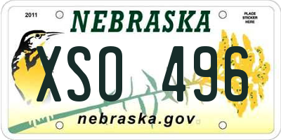 NE license plate XSO496