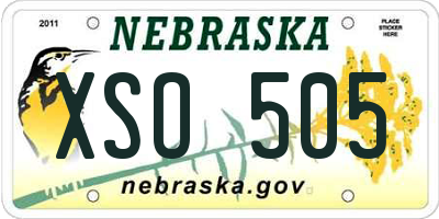 NE license plate XSO505