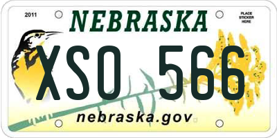 NE license plate XSO566