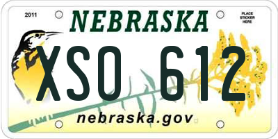 NE license plate XSO612