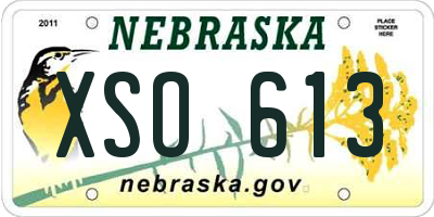NE license plate XSO613