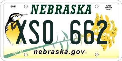 NE license plate XSO662