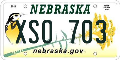NE license plate XSO703
