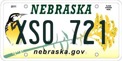 NE license plate XSO721
