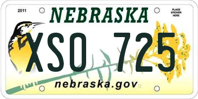 NE license plate XSO725