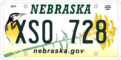 NE license plate XSO728