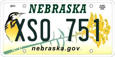 NE license plate XSO751