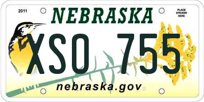 NE license plate XSO755