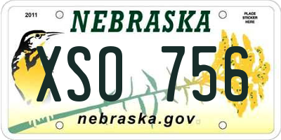 NE license plate XSO756