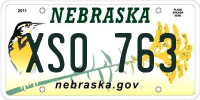 NE license plate XSO763
