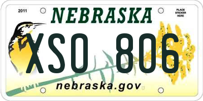 NE license plate XSO806