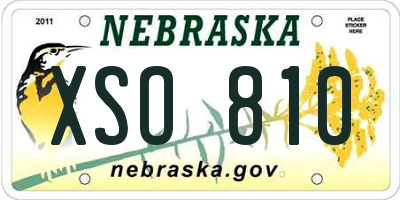 NE license plate XSO810