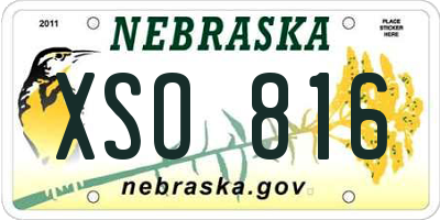 NE license plate XSO816