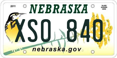 NE license plate XSO840